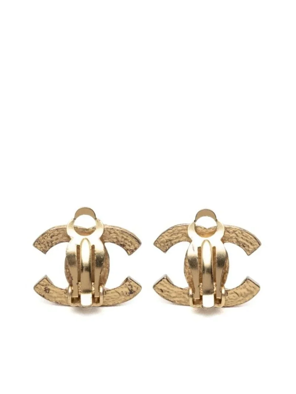Chanel CC Logo Earrings Gold Plated